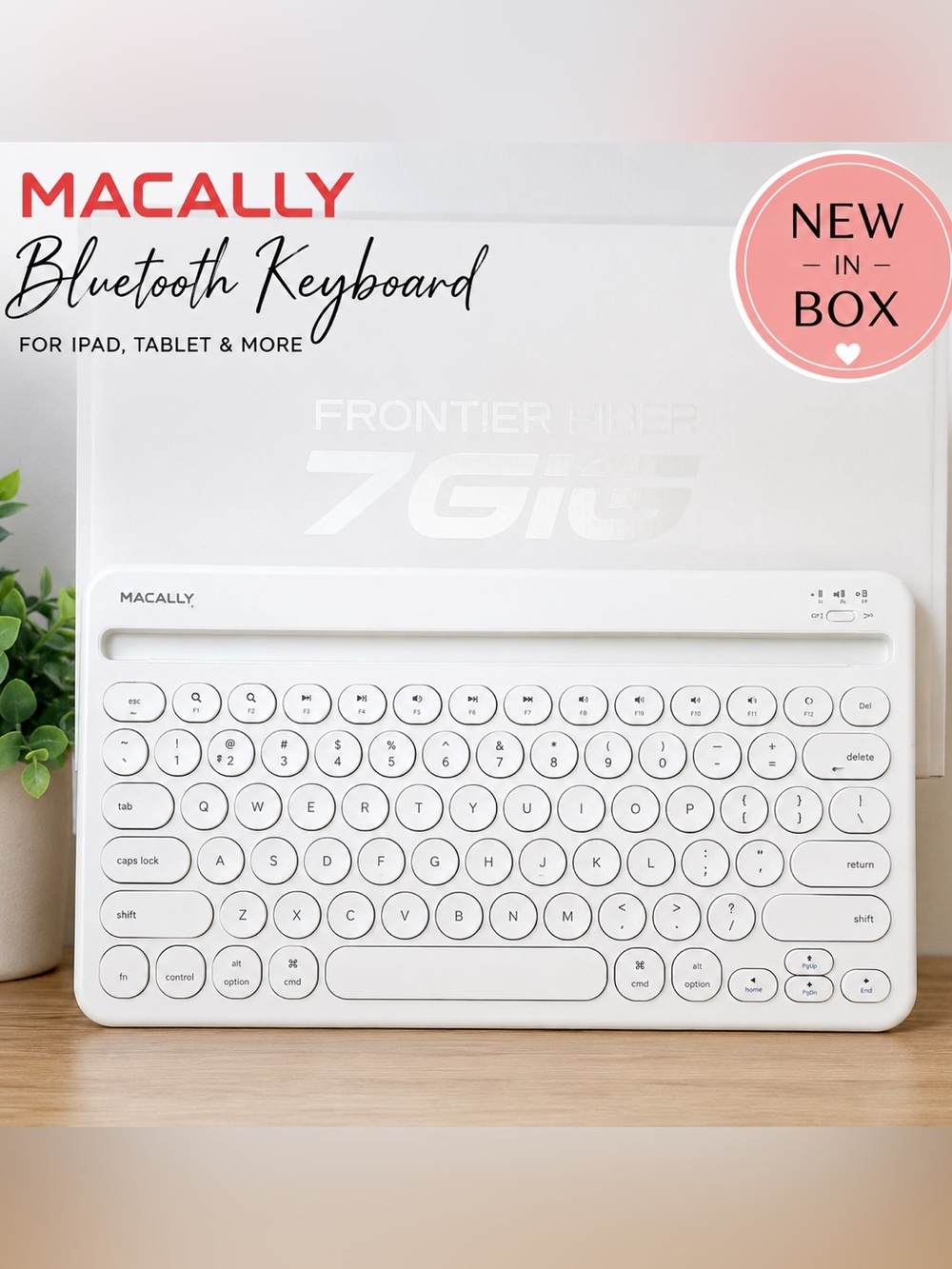 Macally Bluetooth Keyboard for iPad | Rechargeable Wireless | White | NEW in Box